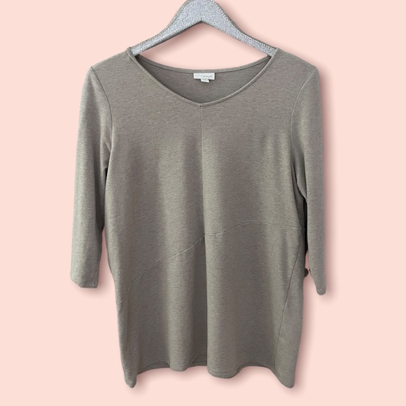J. Jill Pure Jill Tan 3/4 Length Sleeve Soft Tunic Top - Picture 1 of 8